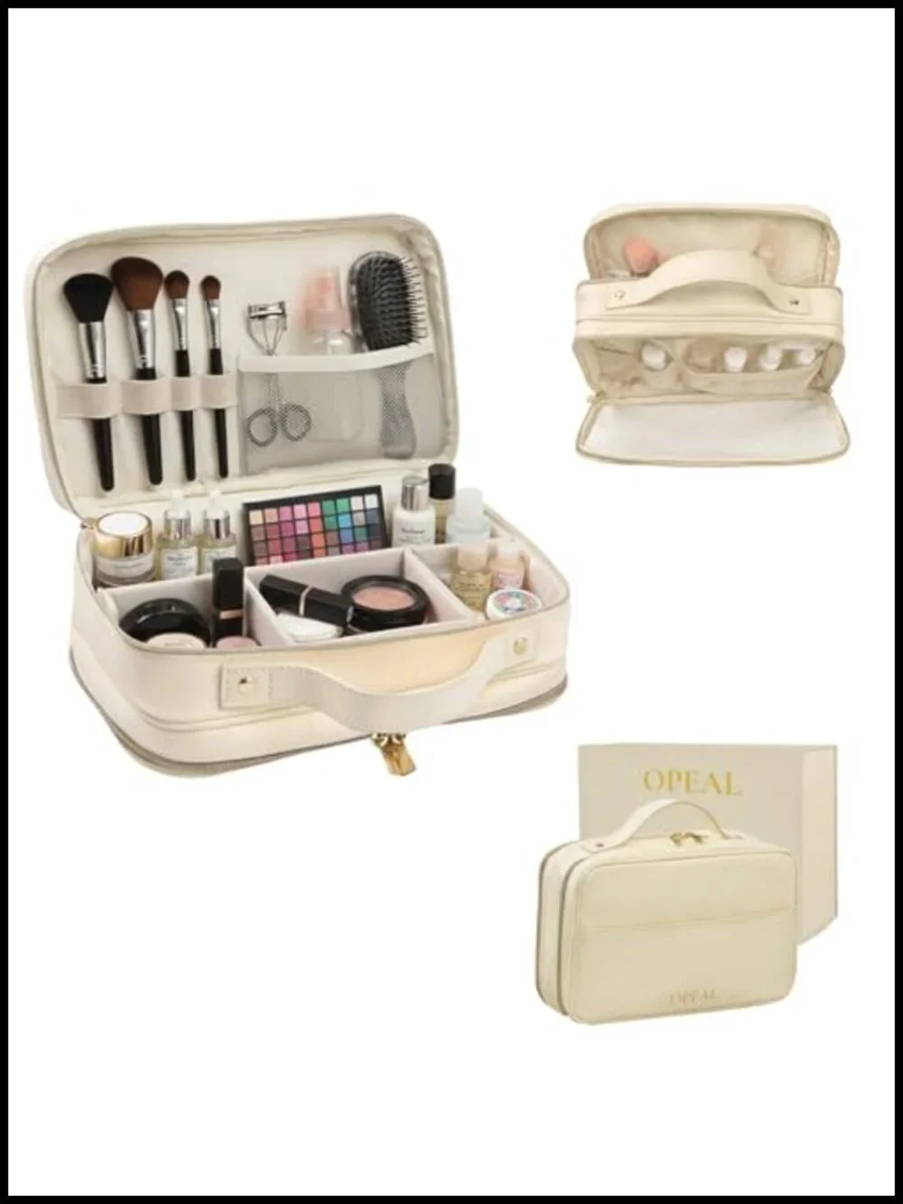 2-in-1 Travel Makeup Toiletry Organizer with Flexible Compartments, Clear TSA